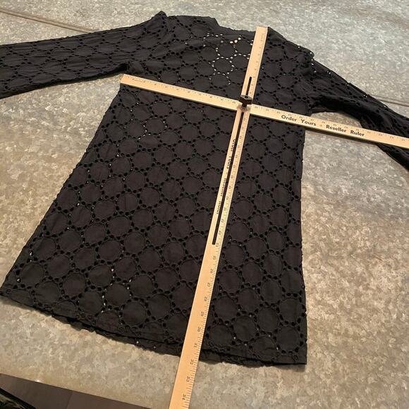 Dream Beach Cover Up Dress Black USA Cotton Womens Medium Swim Embroidered Boho - Picture 5 of 7